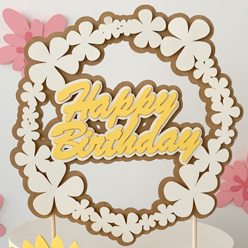 Pinfliers Rustic Theme Milestone Birthday Party Paper Cake Topper